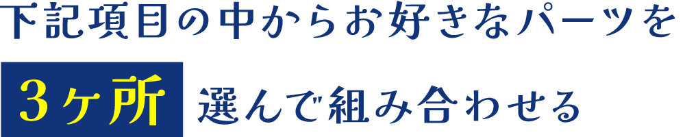 下記の中から好きなパーツを3ヶ所組み合わせ